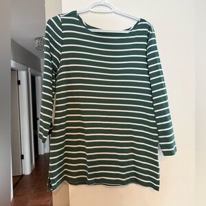 Denver Hayes Forest Green and White Striped Long Sleeve Top